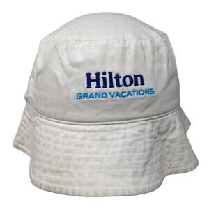 Hilton Grand Vacations Fitted Bucket Hat White One Size Embroidered Cotton Hit